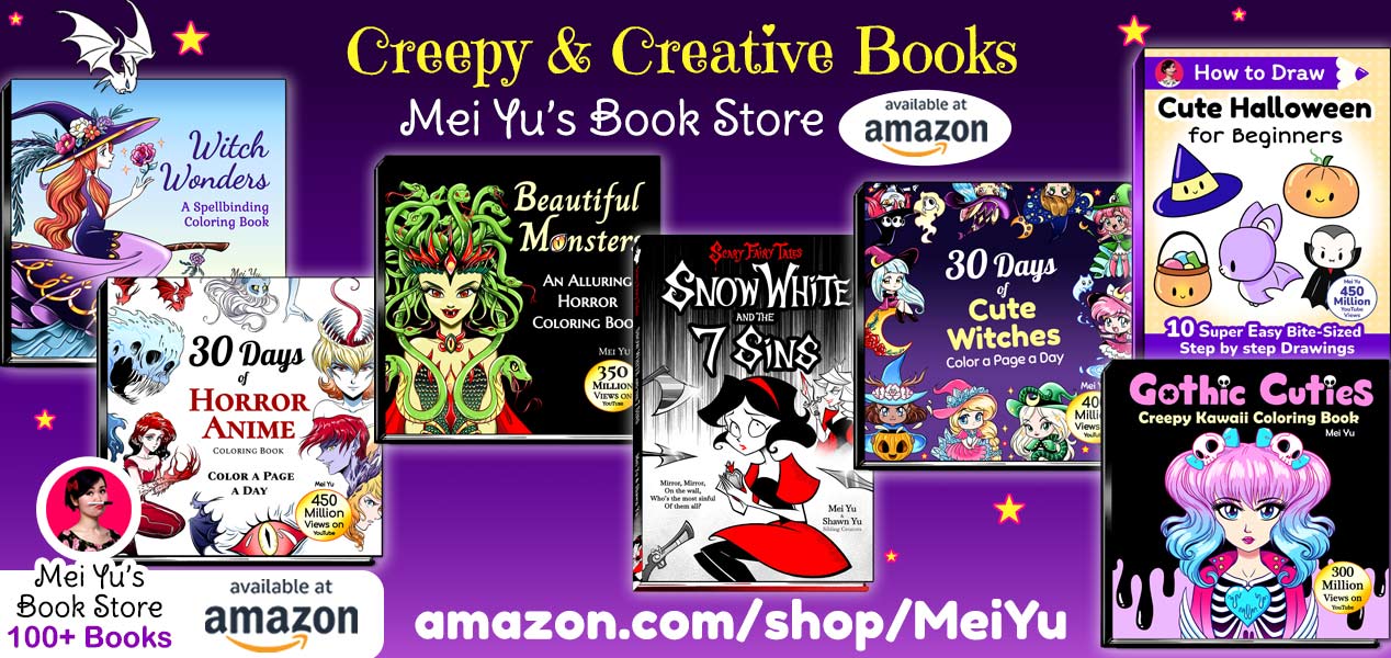 Mei's creepy and cute spooky books on Amazon