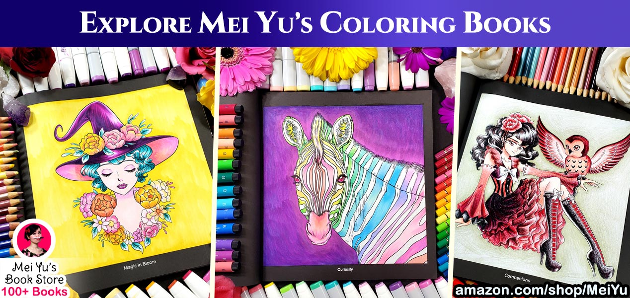 Mei's coloring books on the Mei Yu Book Store on Amazon