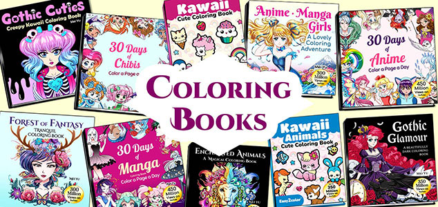 A selection of coloring books by Mei Yu