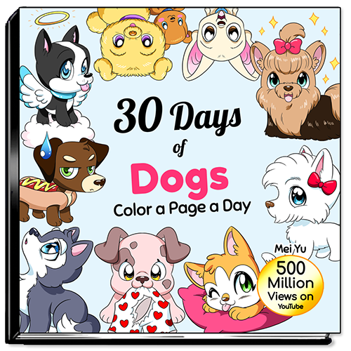 Cover of 30 Days of Dogs: Color a Page a Day by Mei Yu.