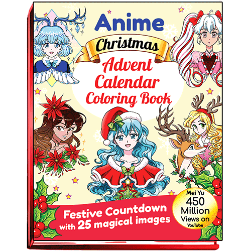 Cover of Anime Christmas Advent Calendar Coloring Book by Mei Yu.