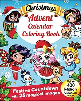Cover of Christmas Advent Calendar Coloring Book by Mei Yu.