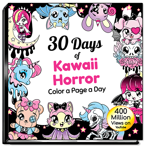 Cover of 30 Days of Kawaii Horror: Color a Page a Day.