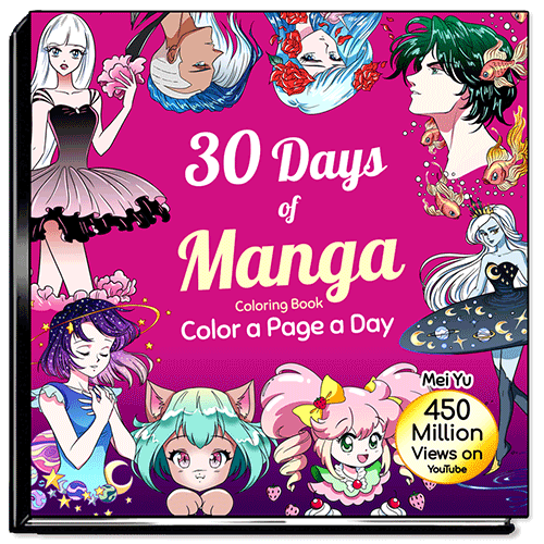 Cover of 30 Days of Manga: Color a Page a Day by Mei Yu.