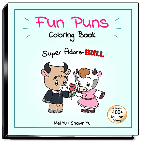 Cover of Fun Puns Coloring Book by Mei Yu and Shawn Yu.