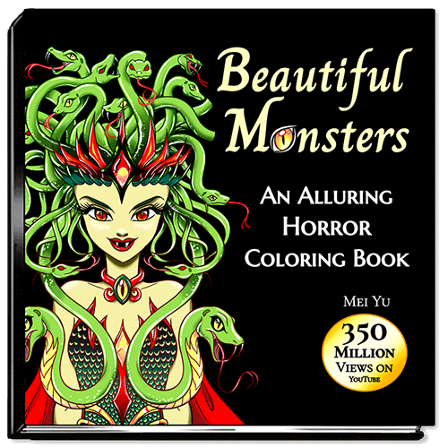 Cover of Beautiful Monsters: An Alluring Horror Coloring Book.