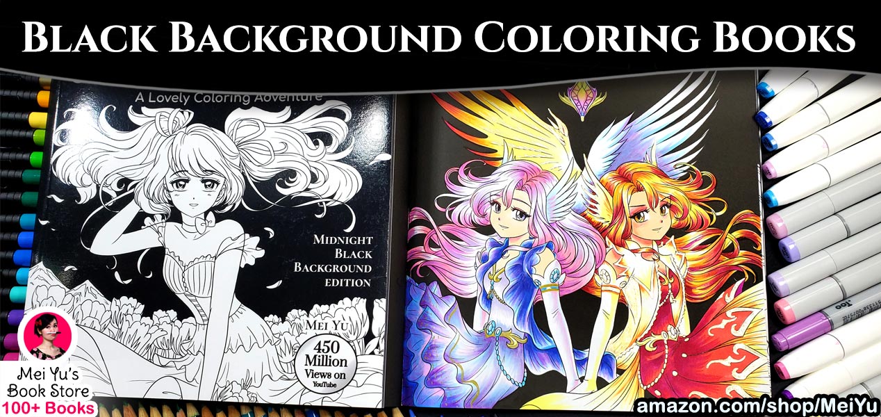 Mei's black background coloring books