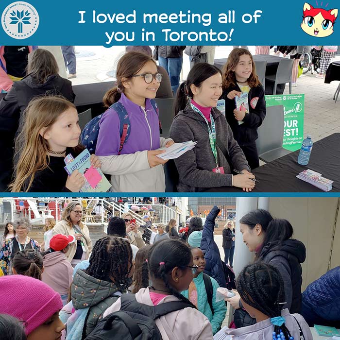 Mei Yu at the Forest of Reading 2025 festival in Toronto, meeting some of her fans.