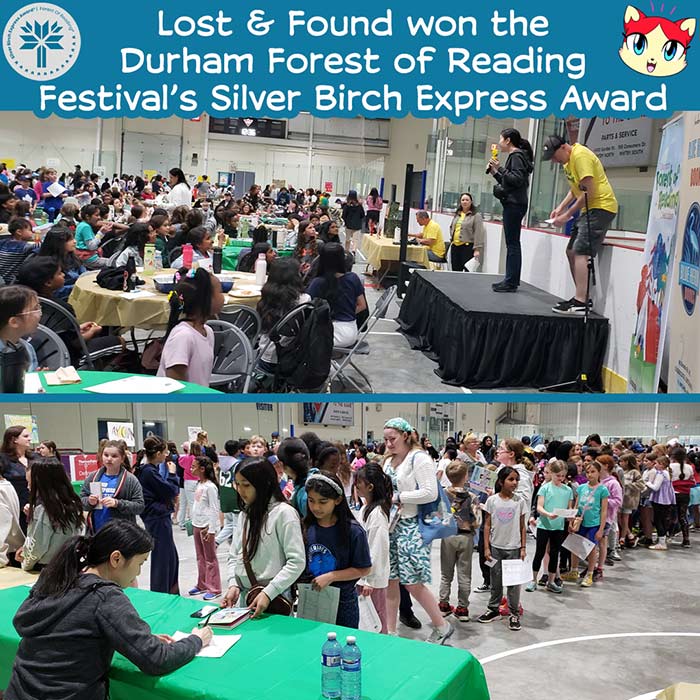 Mei Yu at the Forest of Reading 2025 festival in Whitby, where her debut graphic novel Lost & Found won the Durham Forest of Reading Silver Birch Express Award.