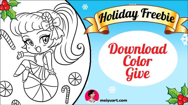 Free coloring card download thumbnail from one of Mei Yu's coloring books
