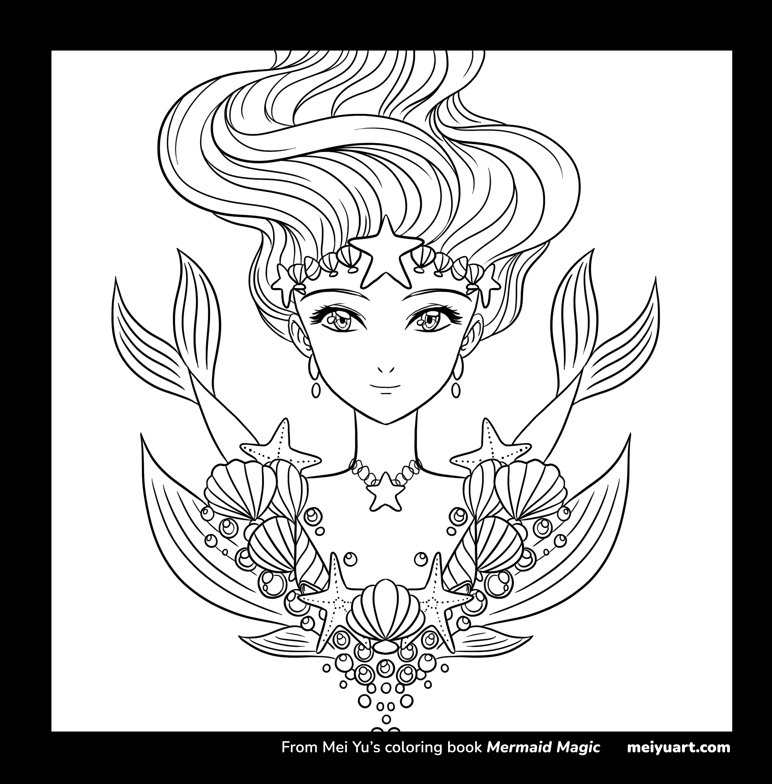 Free mermaid coloring page from Mei Yu for MerMay