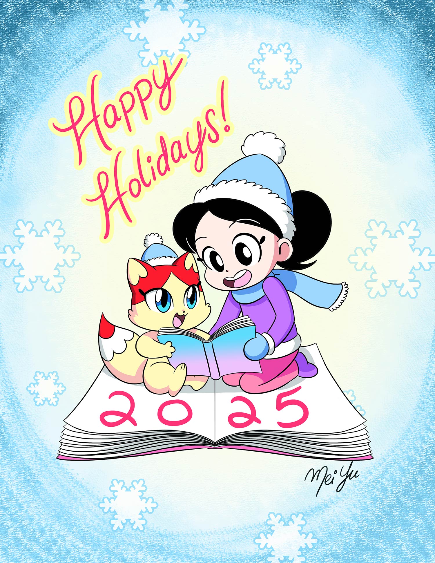 Free holiday card download designed by Mei Yu