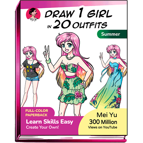 Cover of Draw 1 Girl in 20 Outfits - Summer.