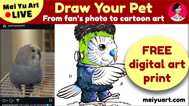 The Mei Yu Art Live: Draw Your Pet drawing from the Mei Yu Art Live livestream on Manga Drawing School held October 26, 2024
