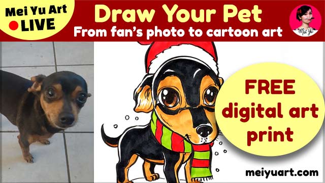 The Mei Yu Art Live: Draw Your Pet drawing from the Mei Yu Art Live livestream on Lost & Found held November 16, 2024