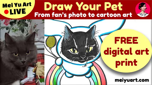 The Mei Yu Art Live: Draw Your Pet drawing from the Mei Yu Art Live livestream on Draw with Mei: How to Draw Anime Characters held December 30, 2024