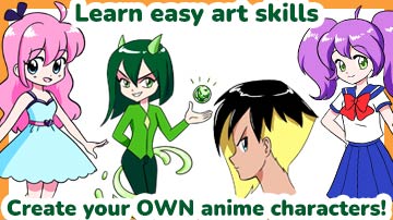 Learn easy art skills to create your own anime characters!