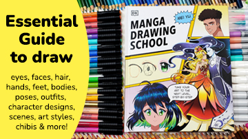 Learn how to draw manga eyes, hair, faces, bodies, poses, outfits, character designs, scenes, and more!