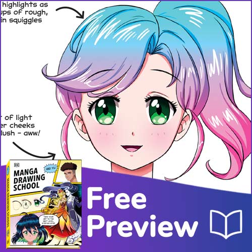Thumbnail image for free preview of Mei Yu's how to draw manga book Manga Drawing School.