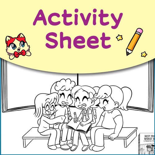 Thumbnail for activity sheet for Best Friend, Worst Bully: Based on a True Story graphic novel memoir by Mei Yu.