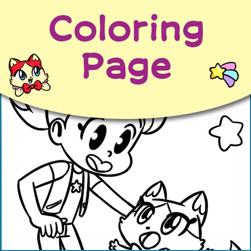 Thumbnail for coloring page of Mei and Meiow from Best Friend, Worst Bully: Based on a True Story graphic novel memoir by Mei Yu.