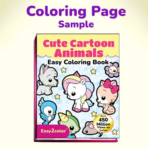 Thumbnail for sample coloring page from Easy2Color: Cute Cartoon Animals Easy Coloring Book by Mei Yu