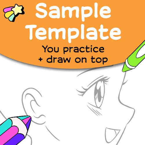 Thumbnail for sample template page from Draw with Mei: How to Draw Anime Characters.