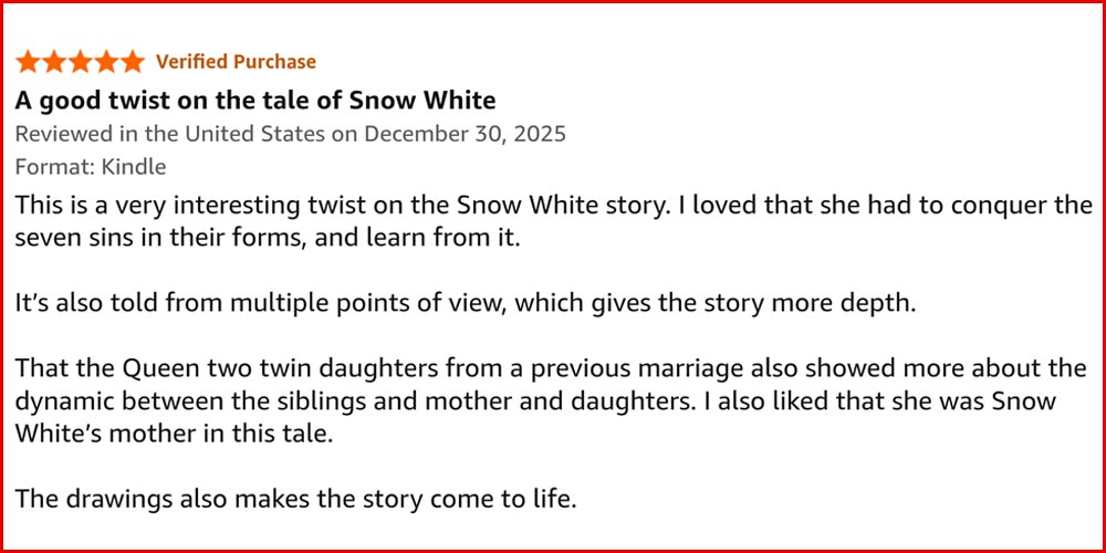 Review for the Scary Fairy Tales illustrated novel Snow White and the 7 Sins by Mei Yu and Shawn Yu, sibling creators.