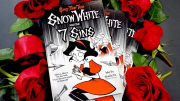 A close-up of the Snow White and the 7 Sins dark fantasy horror illustrated novel by Mei Yu and Shawn Yu, sibling creators.