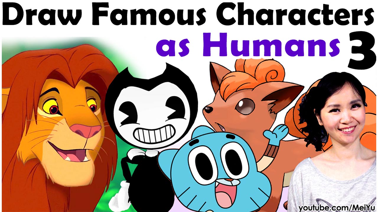Mei Yu reimagines famous non-human characters from The Lion King, Bendy and the Ink Machine, Pokemon, 
								and The Amazing World of Gumball as humans in this Fun Friday art challenge video.