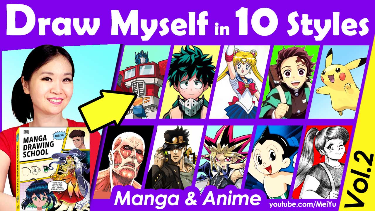 Video thumbnail for Mei Yu's Draw Myself in 10 Art Styles: Volume 2 drawing challenge video.