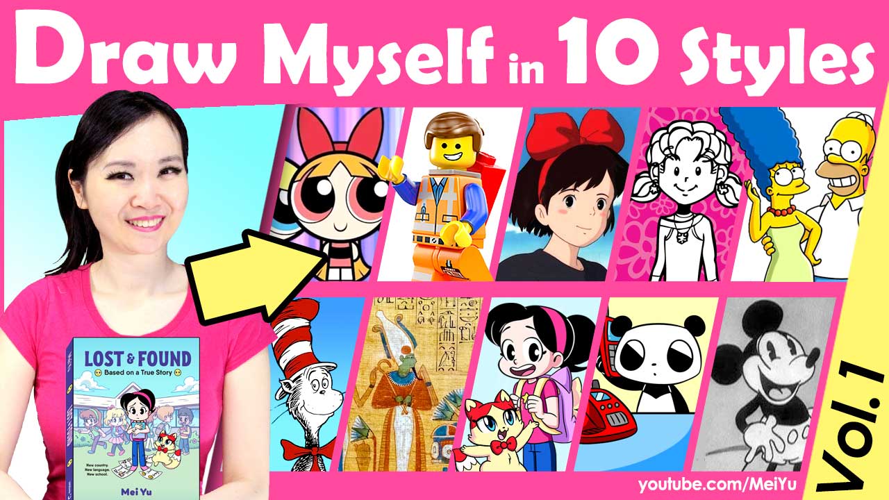Video thumbnail for Mei Yu's Draw Myself in 10 Art Styles: Volume 1 drawing challenge video.