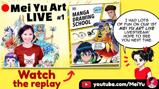 Video thumbnail for the replay of the Mei Yu Art Live livestream on Manga Drawing School held October 26, 2024